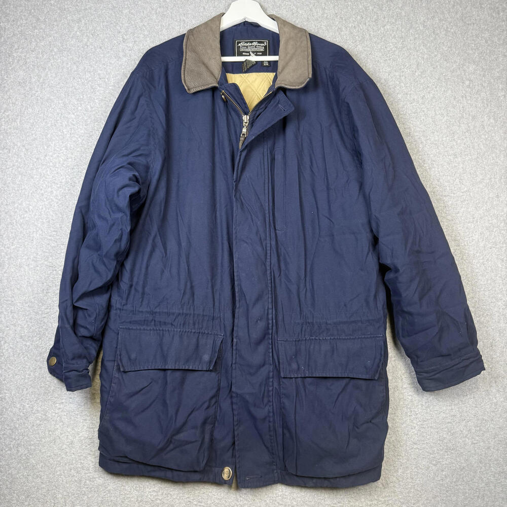 Vintage Eddie Bauer Men's Size Medium Blue Field Jacket Barn Coat Lined